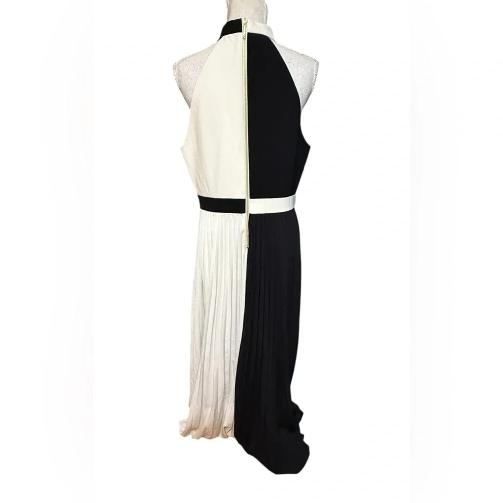Ted Baker Lixia Maxi- Black and White Pleated Dress, Halter Neck TB 5 - Picture 4 of 5